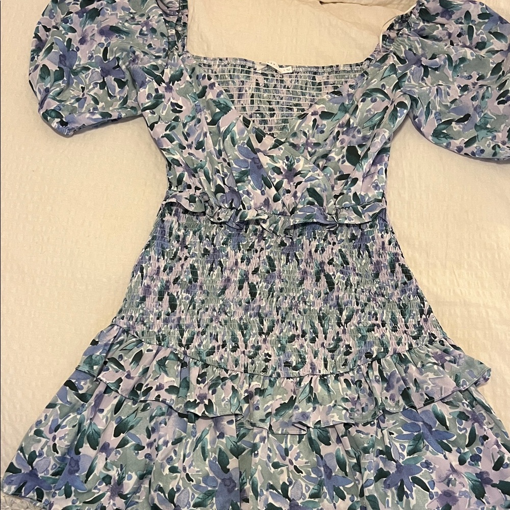 Lush Blue and Green Floral Midi Dress